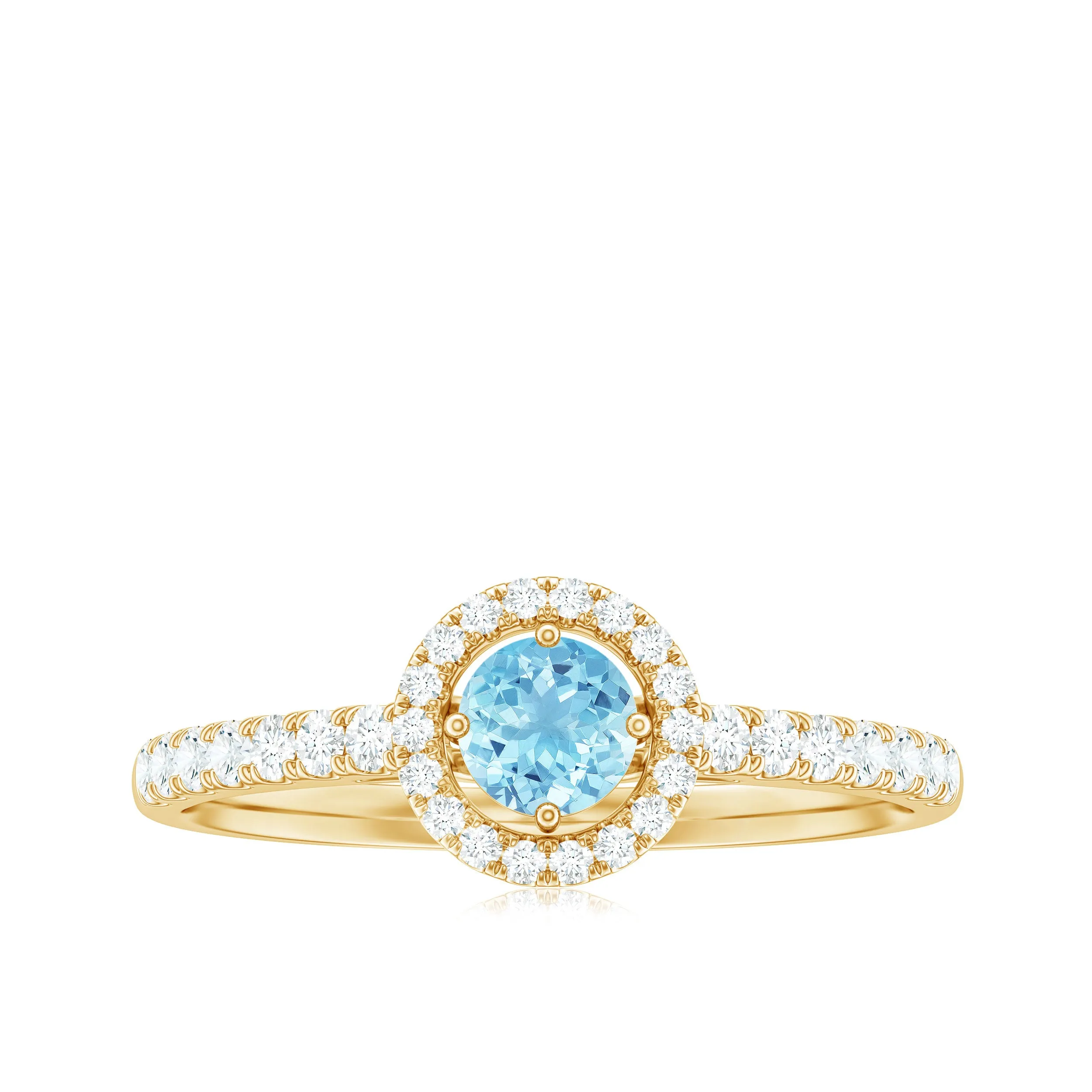 0.75 CT Aquamarine and Diamond Halo Engagement Ring