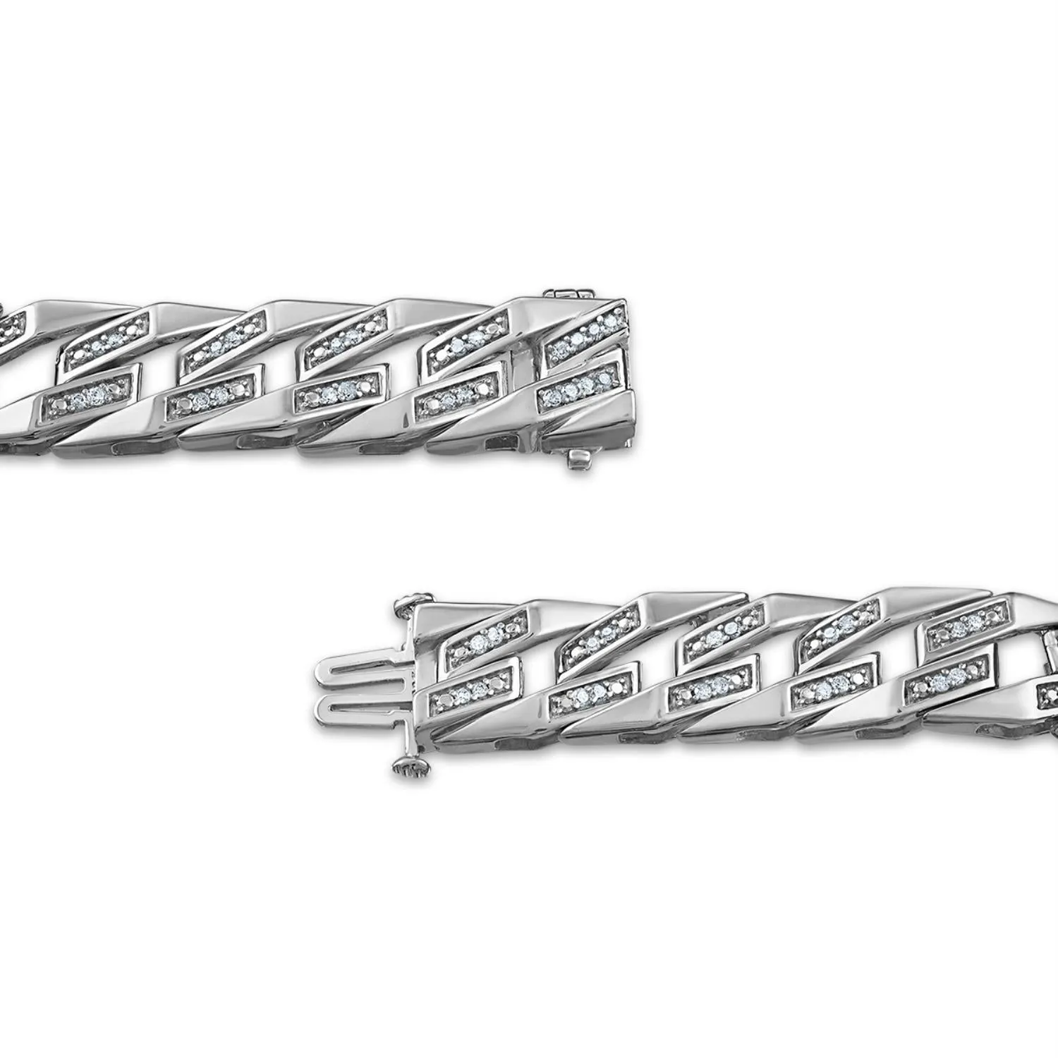 1 CTW Diamond Fashion 8.5-inch Bracelet in Rhodium Plated Sterling Silver