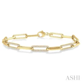 1 Ctw Round Cut Diamond Paper Clip Bracelet in 14K Yellow Gold