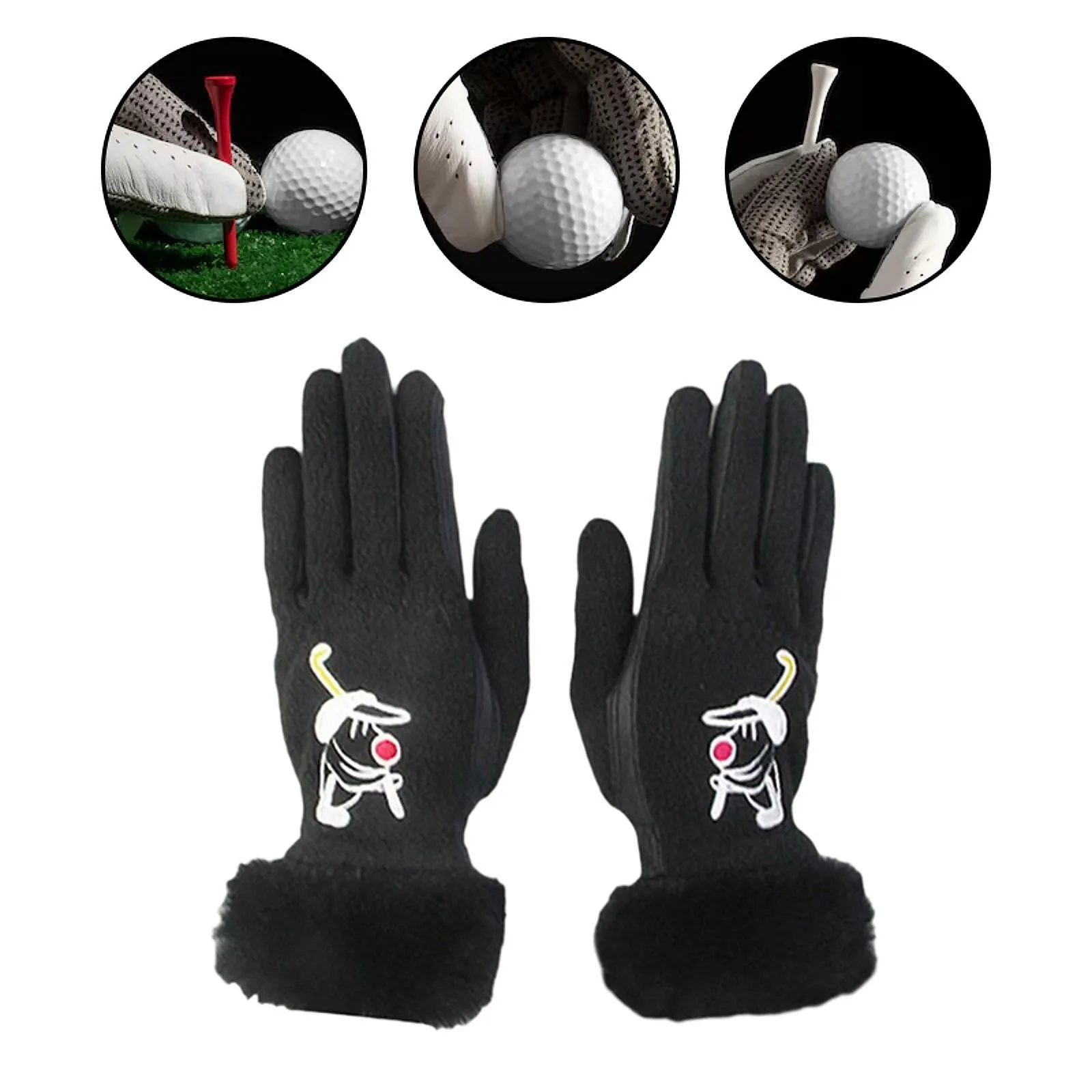 1 Pair of Golf Gloves Winter Training Gloves Mitts for Fishing Biking Hiking Black 21