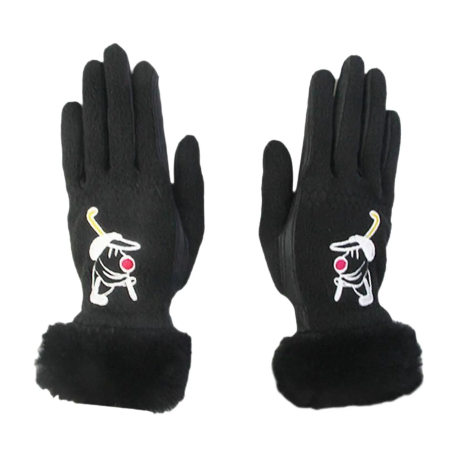 1 Pair of Golf Gloves Winter Training Gloves Mitts for Fishing Biking Hiking Black 21