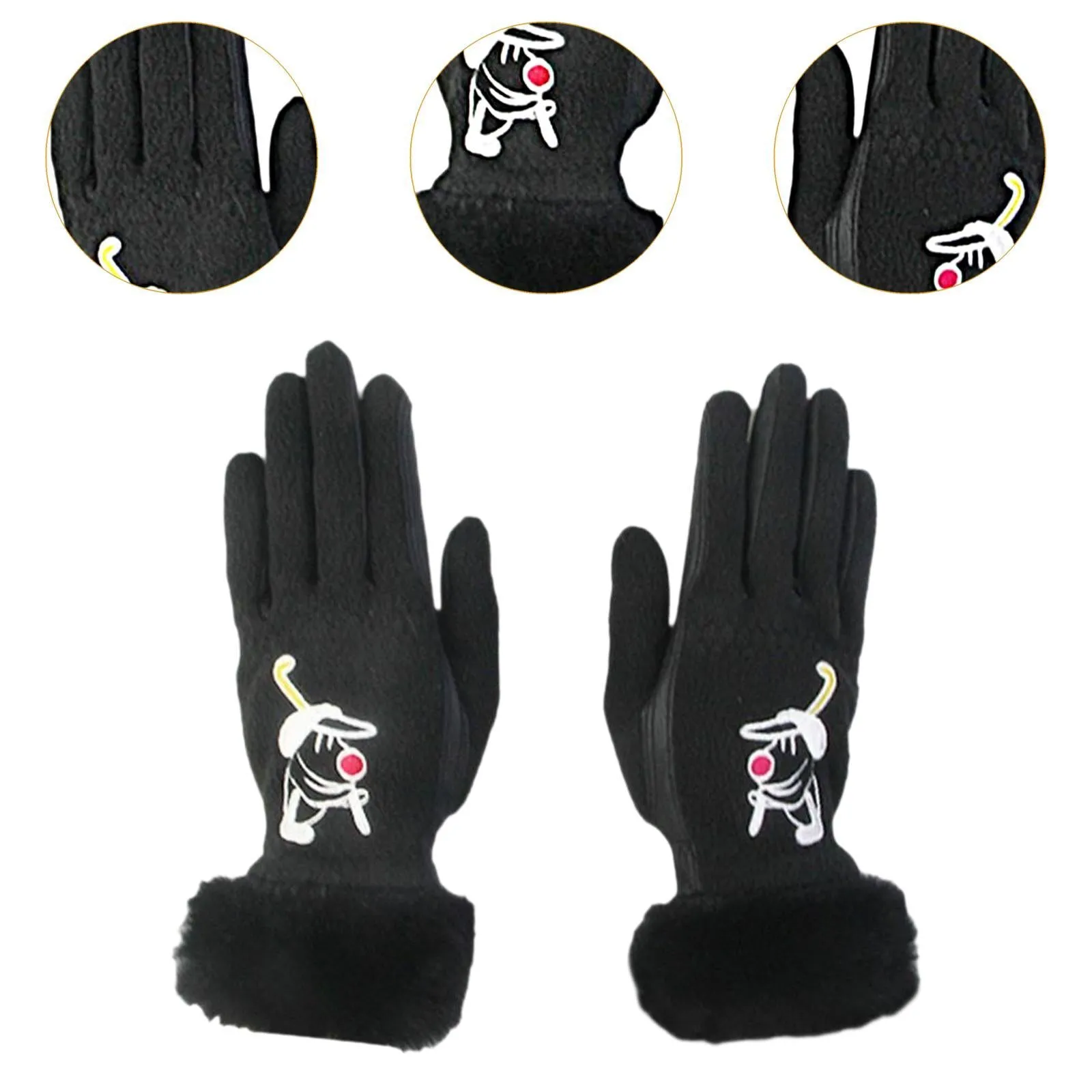 1 Pair of Golf Gloves Winter Training Gloves Mitts for Fishing Biking Hiking Black 21