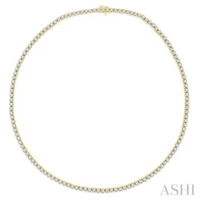 10 ctw Round Cut Diamond Tennis Necklace in 14K Yellow Gold