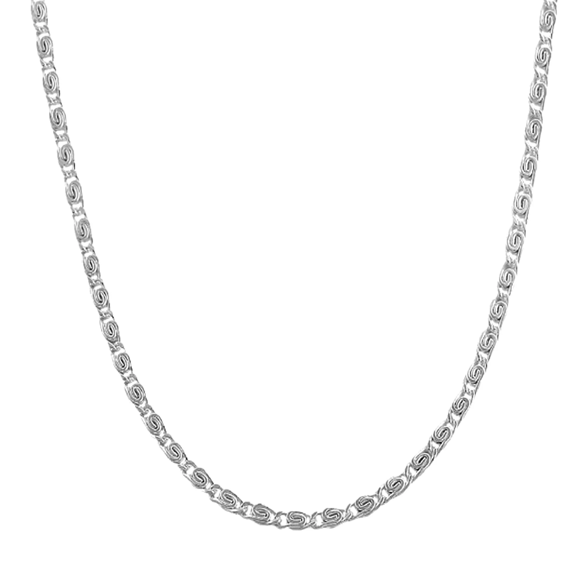 10K White Gold Tigers Eye Chain Necklace, 2.3mm, 18"