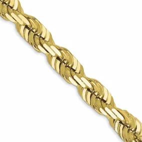 10k Yellow Gold Diamond Cut Rope Bracelet 6MM