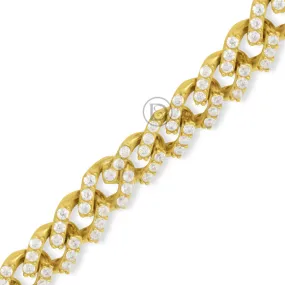 10K Yellow Gold Men's Cuban Bracelet With 7.3CT Diamonds