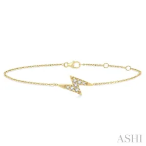 1/10 ctw Petite Lightning Bolt Round Cut Diamond Fashion Bracelet in 10K Yellow Gold