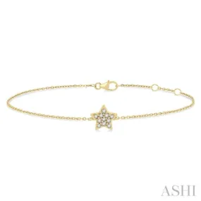 1/10 ctw Petite Star Round Cut Diamond Fashion Bracelet in 10K Yellow Gold