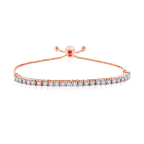 1/2 CTW Diamond 9-inch Illusion Set Bolo Bracelet in Rose Gold Plated Sterling Silver