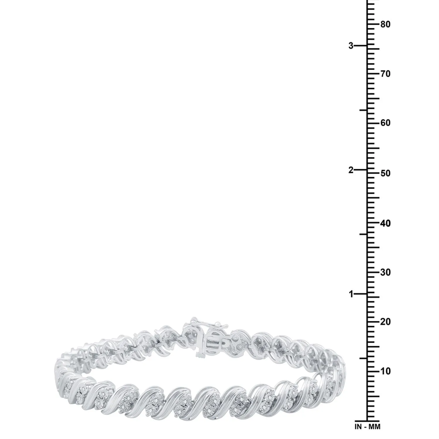 1/4 CTW Diamond Illusion Set 7.5-inch Tennis Bracelet in Rhodium Plated Sterling Silver