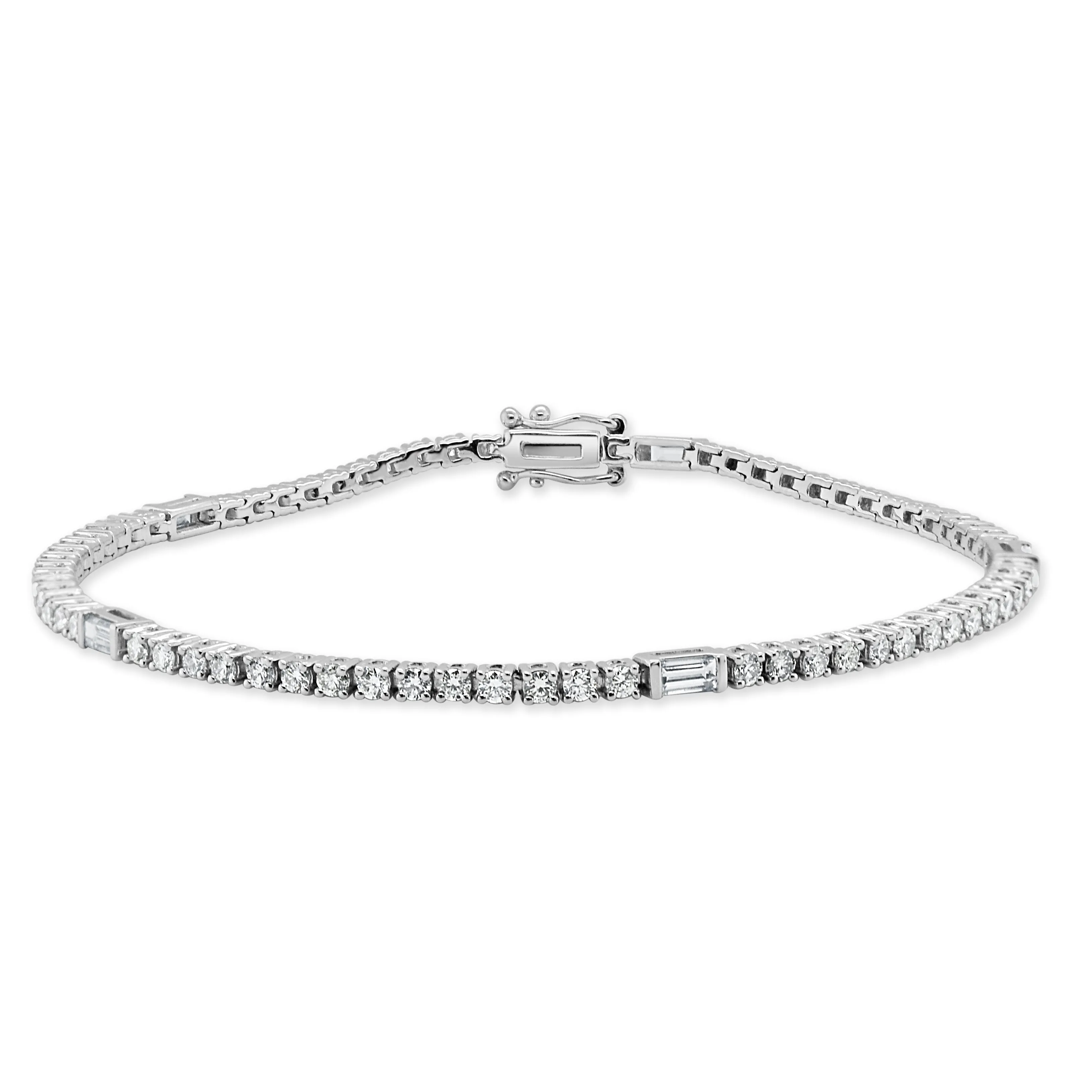 14k Gold & Baguette Diamond Tennis Bracelet - 2.74ct