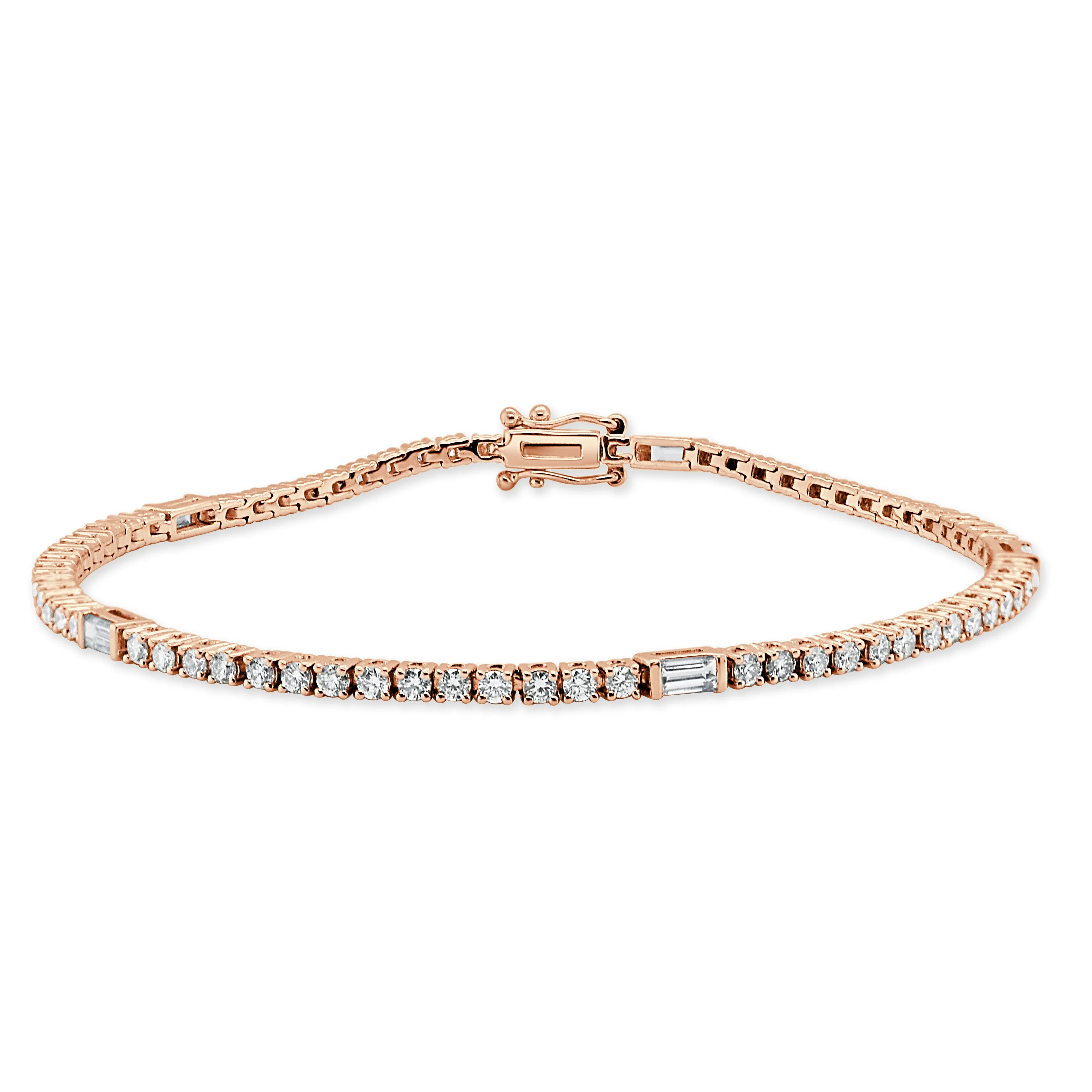 14k Gold & Baguette Diamond Tennis Bracelet - 2.74ct