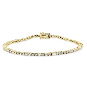 14k Gold & Baguette Diamond Tennis Bracelet - 2.74ct