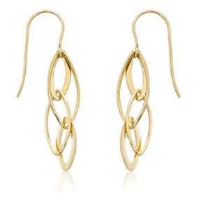 14k Gold Interlocking Almond Drop Earrings