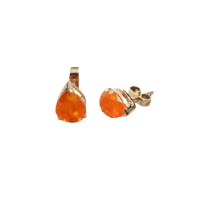 14k Gold Orange Opal Earrings