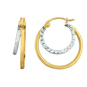 14K Gold Textured Double Hoop Earrings