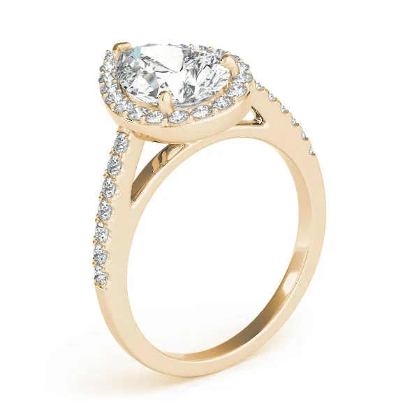 14K Pear Shape Halo Engagement Ring