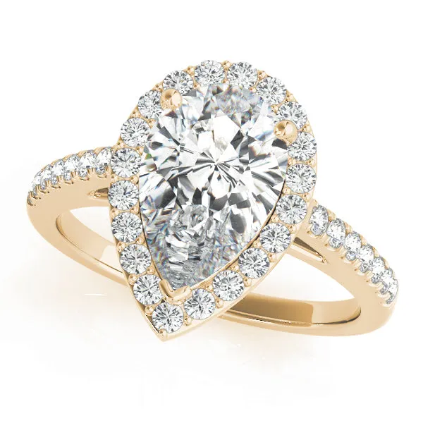 14K Pear Shape Halo Engagement Ring