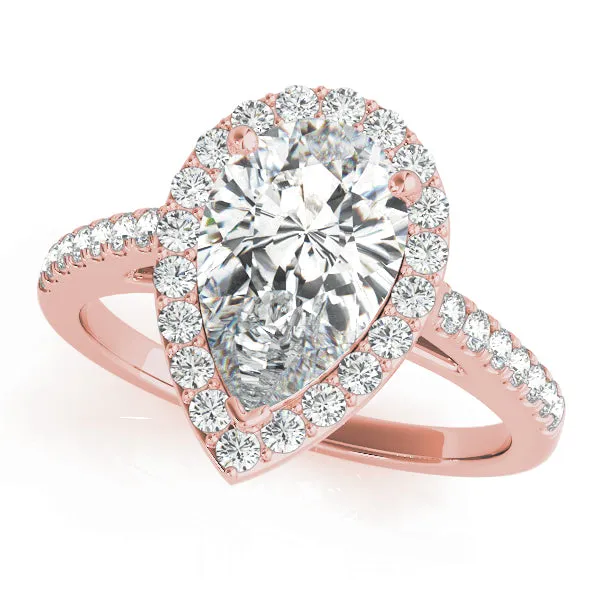 14K Pear Shape Halo Engagement Ring