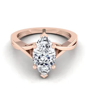 14K Rose Gold Marquise  Delicate Twist Solitaire Engagement Ring