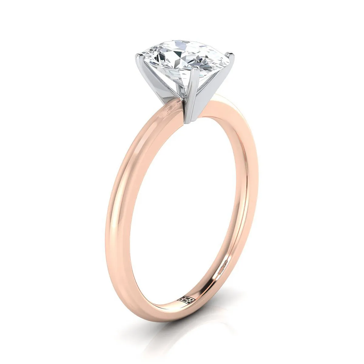 14K Rose Gold Oval  Round Comfort Fit Claw Prong Solitaire Engagement Ring