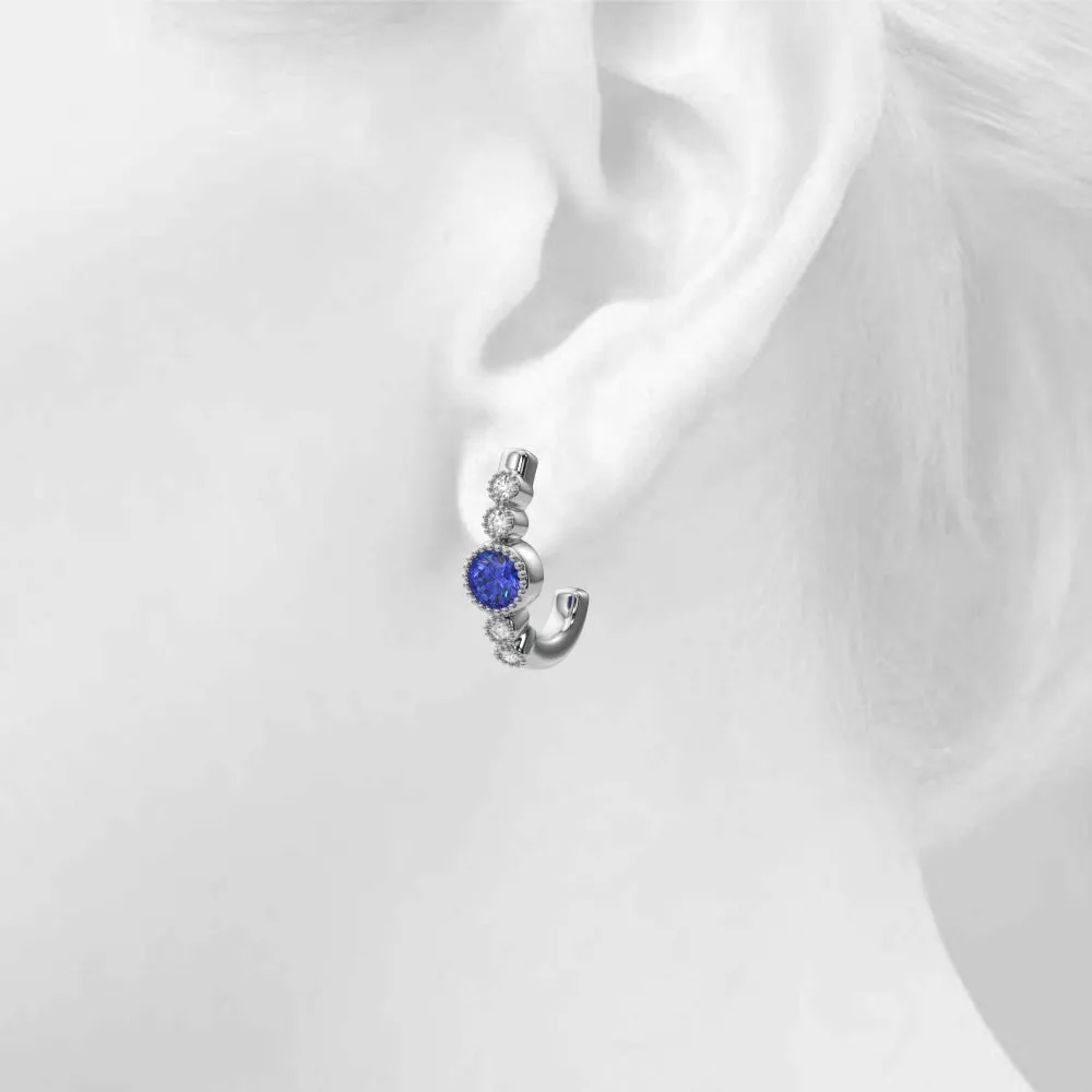 14K Sapphire Diamond Earring