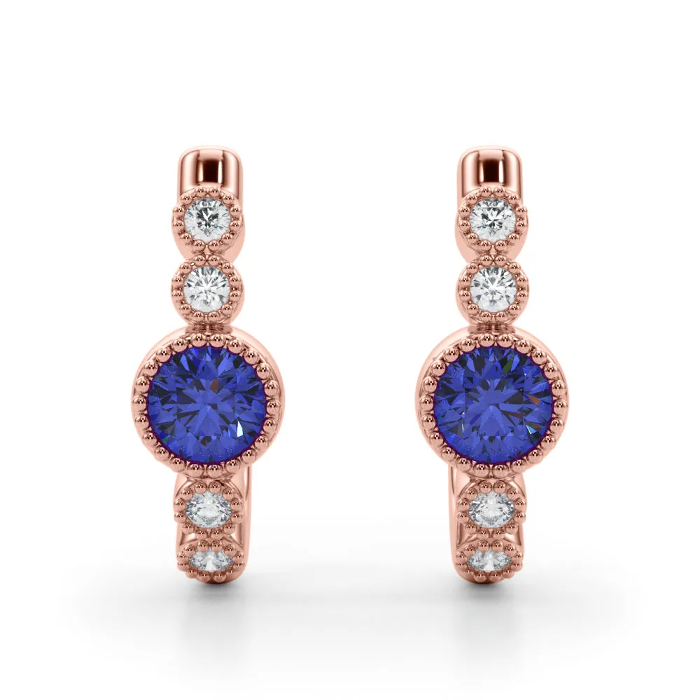 14K Sapphire Diamond Earring