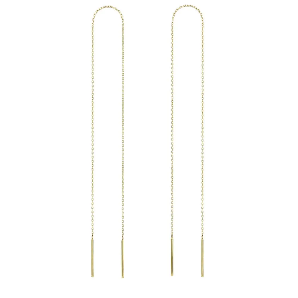 14K Solid Gold Joyful Dance Chain Earring