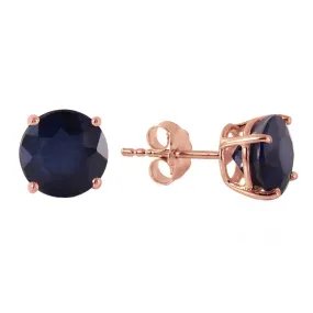 14K Solid Rose Gold Stud Earrings Natural Sapphire Gemstone