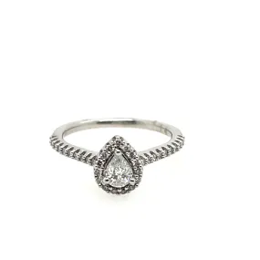 14K White Gold 0.50ctw Diamond Pear Cut Engagement Ring