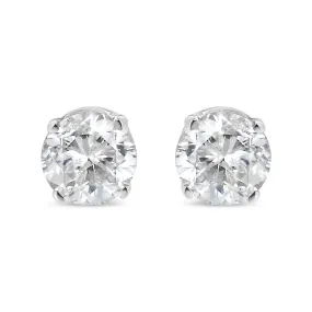 14K White Gold 1/4 Cttw Round Brilliant-Cut Near Colorless Diamond Classic 4-Prong Stud Earrings (H-I Color, VS1-VS2 Clarity)