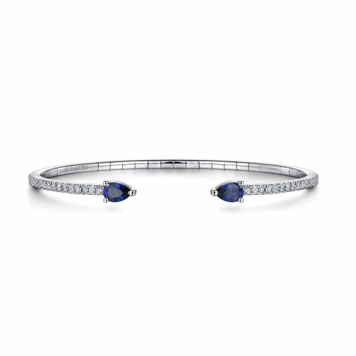 14K White Gold Arrow Sapphire and Diamond Cuff Bracelet - BG4770-62W45SF