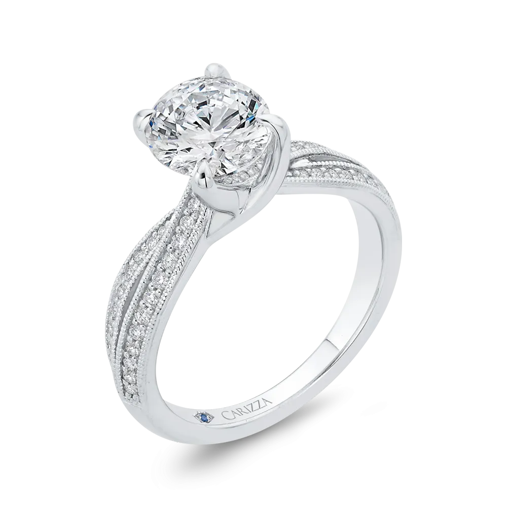 14K White Gold Diamond Engagement Ring (Semi-Mount)