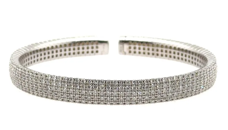 14K White Gold Flexible Diamond Cuff Bracelet