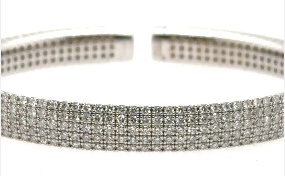 14K White Gold Flexible Diamond Cuff Bracelet