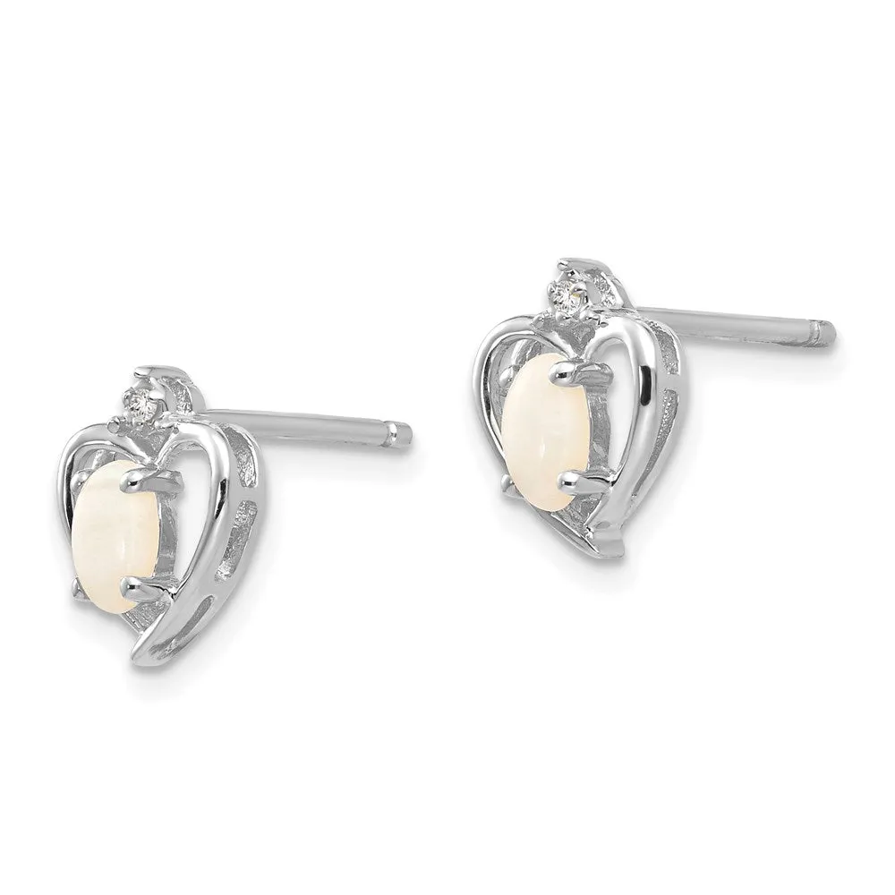 14k White Gold Opal Diamond Earring