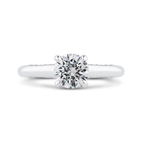 14K White Gold Round Diamond Halo Engagement Ring (Semi Mount)