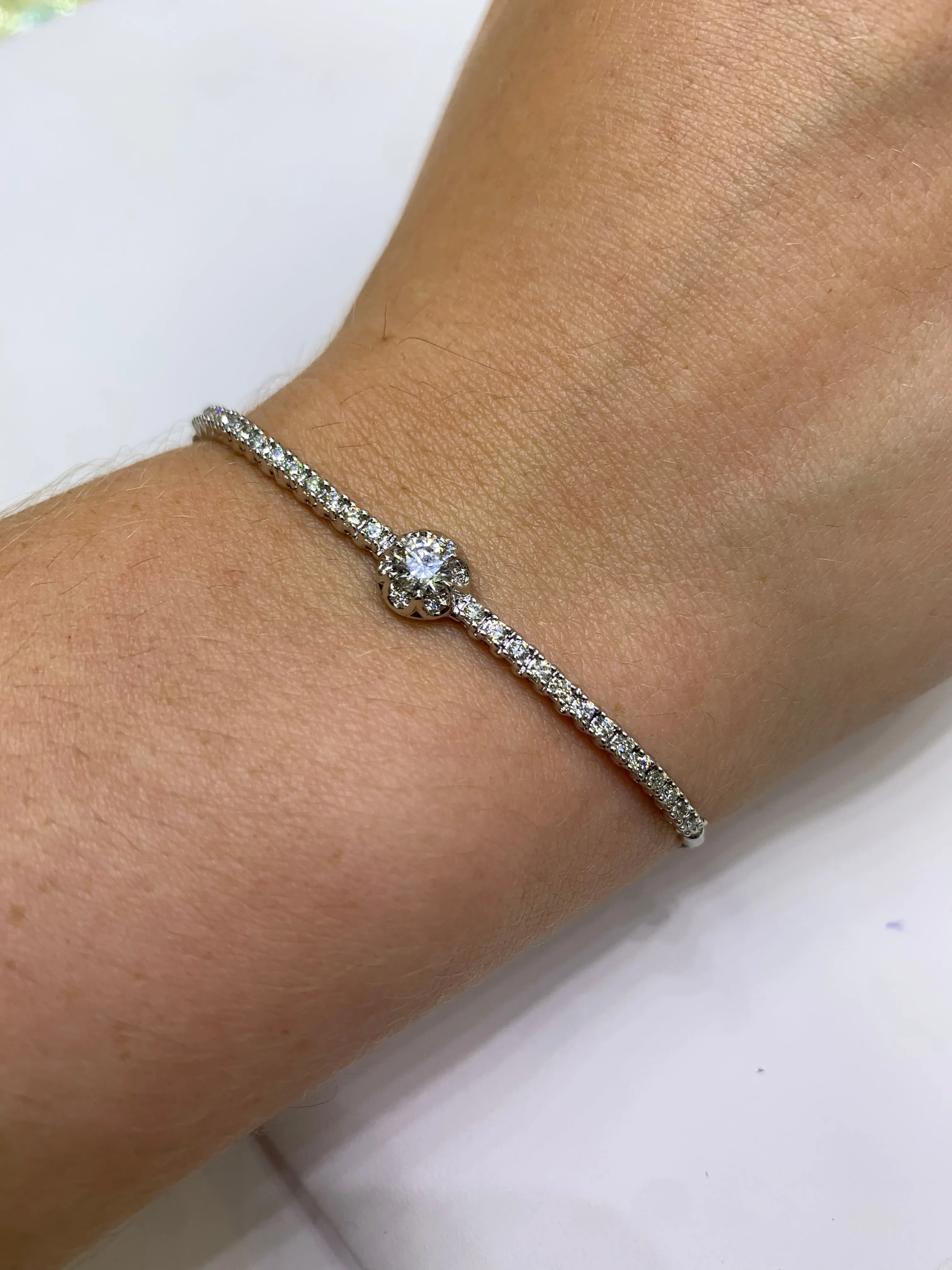 14k White Gold Tennis Ladies`Diamond Bracelet