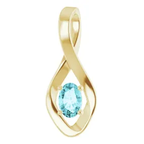 14K Yellow 6x4 mm Oval Natural Blue Zircon Pendant