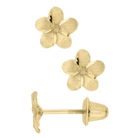 14k Yellow Gold Childs Flower Earrings