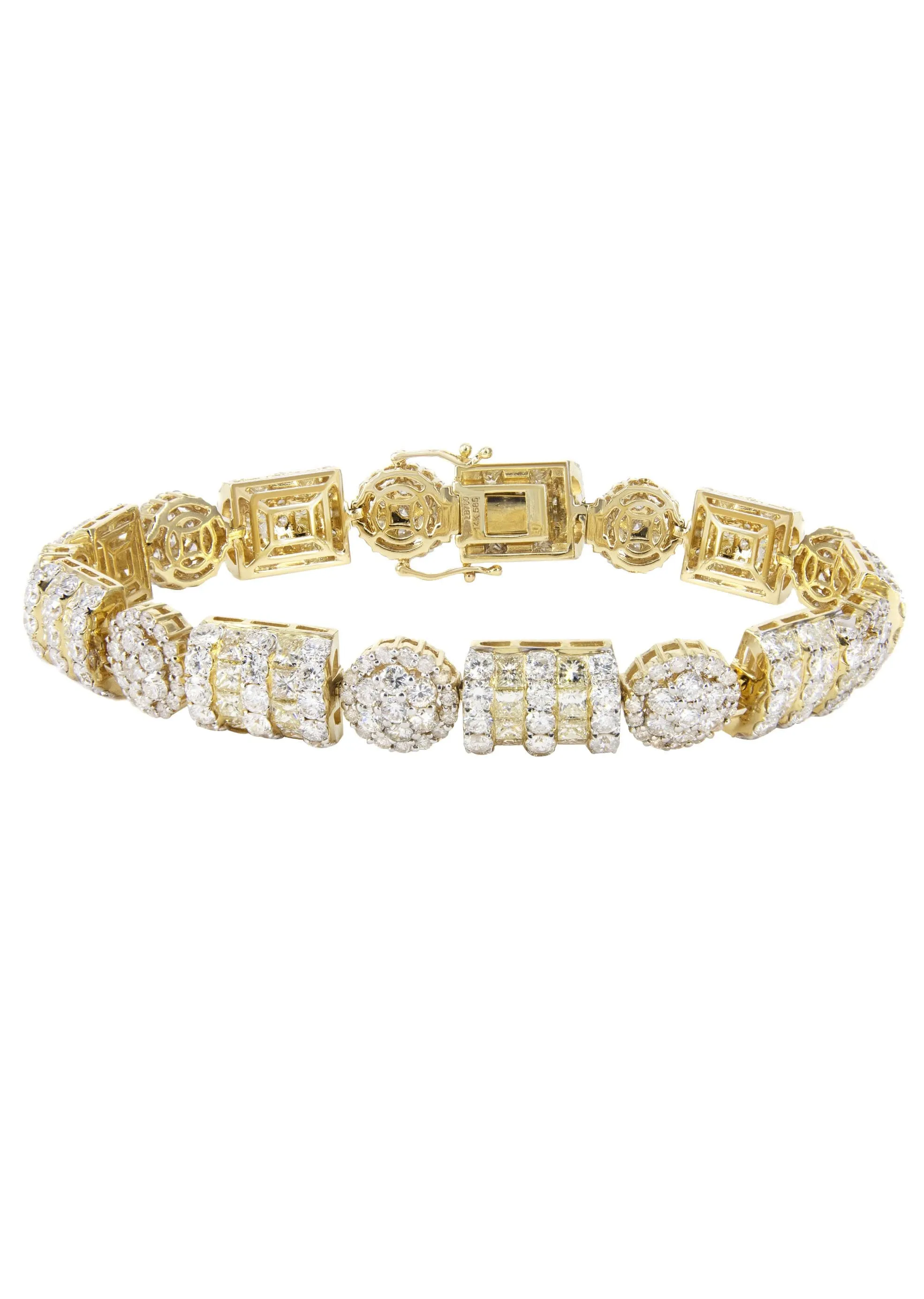 14K Yellow Gold Cluster Diamond Bracelet | 33.97 Grams | 21.15 Carats