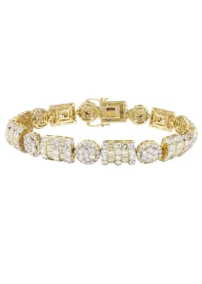 14K Yellow Gold Cluster Diamond Bracelet | 33.97 Grams | 21.15 Carats