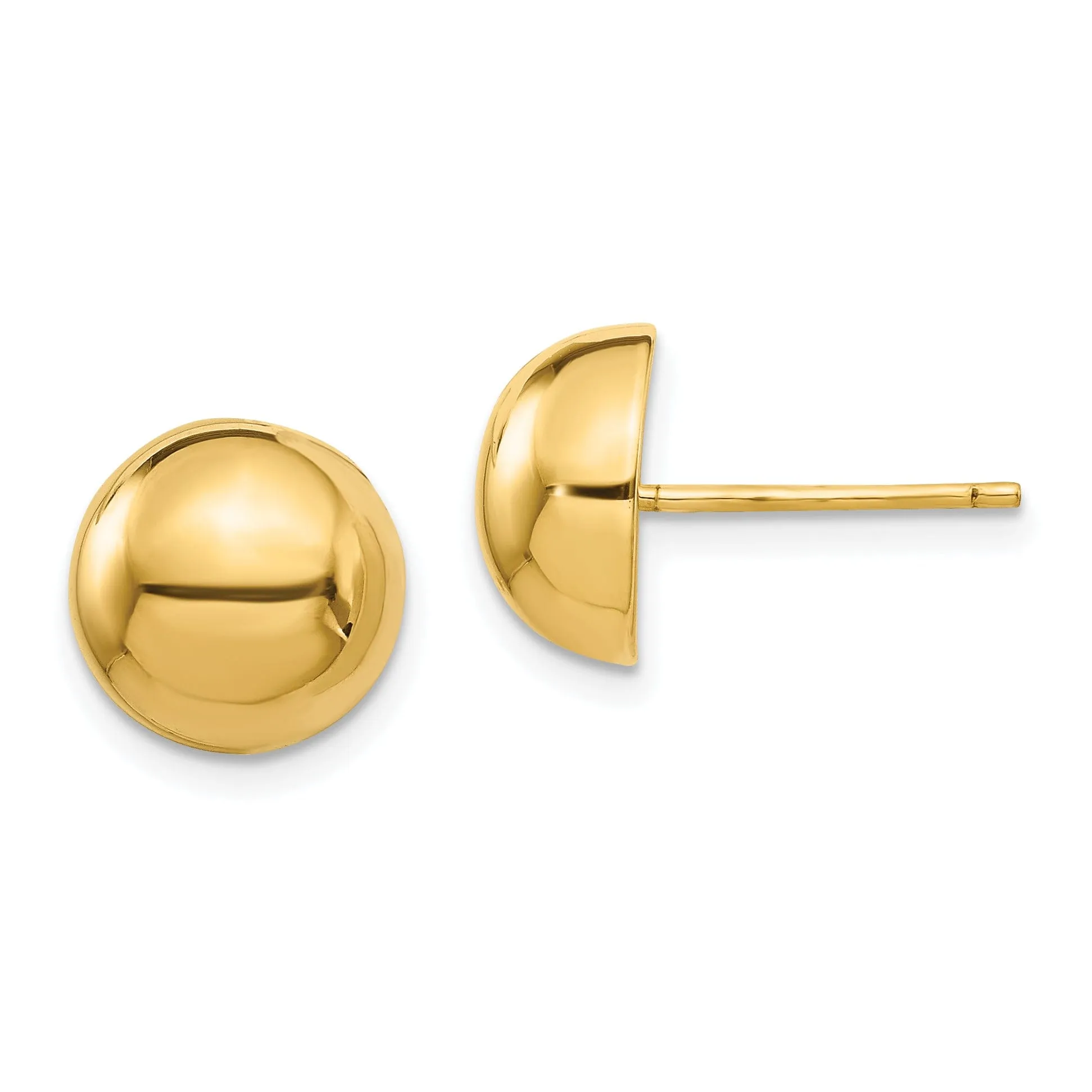 14k Yellow Gold10MM Half Ball Post Earrings