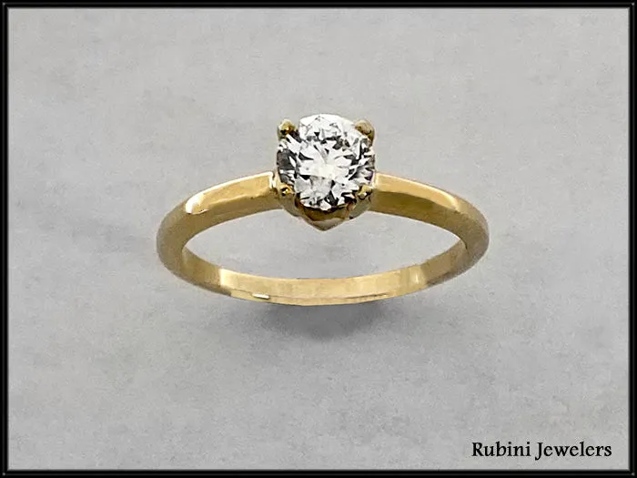 14Kt Gold .70ct Natural Diamond Solitaire Engagement Ring