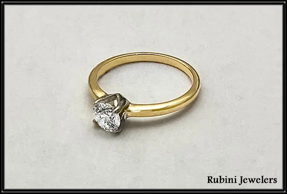 14Kt Gold .70ct Natural Diamond Solitaire Engagement Ring