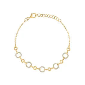 14KT GOLD DIAMOND FIVE OPEN CIRCLE BRACELET