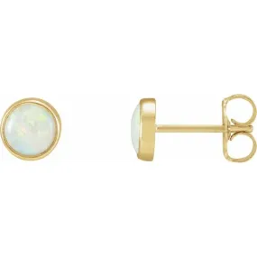 14KY/Bezel-Set Opal Earrings