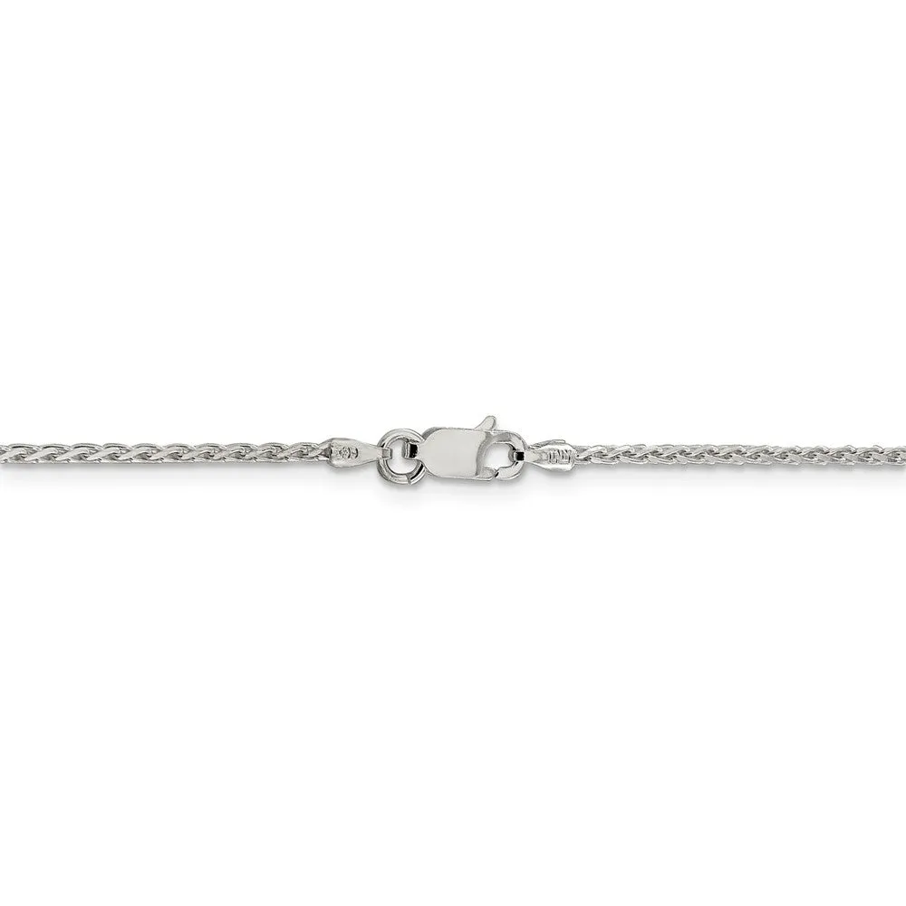 1.5mm Sterling Silver Diamond Cut Solid Round Spiga Chain Bracelet