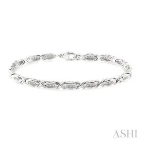 1/6 Ctw 'X' Shape Single Cut Diamond Bracelet in Sterling Silver