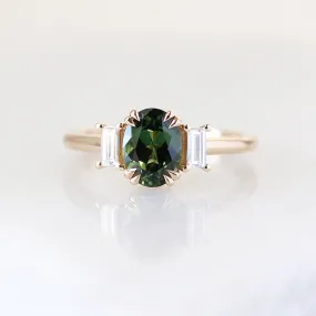 1.60ct Trilogy Oval Green Sapphire Ring